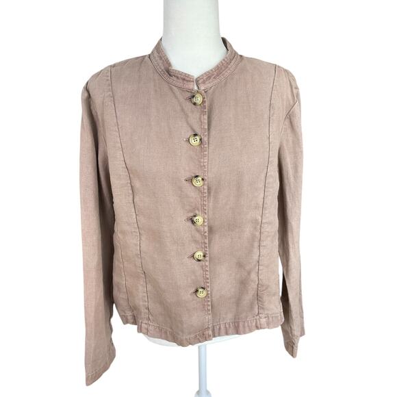 Claudio Milano 100% Linen Button Front Blazer Jacket Y2K Neutral Size MP - Picture 1 of 10